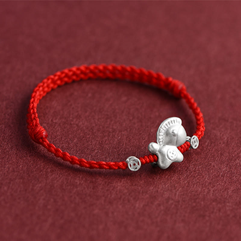 Bracelet de cheville tressé en argent sterling 999 avec Buddha Stones Année du Cheval et pièces de cuivre - image 11