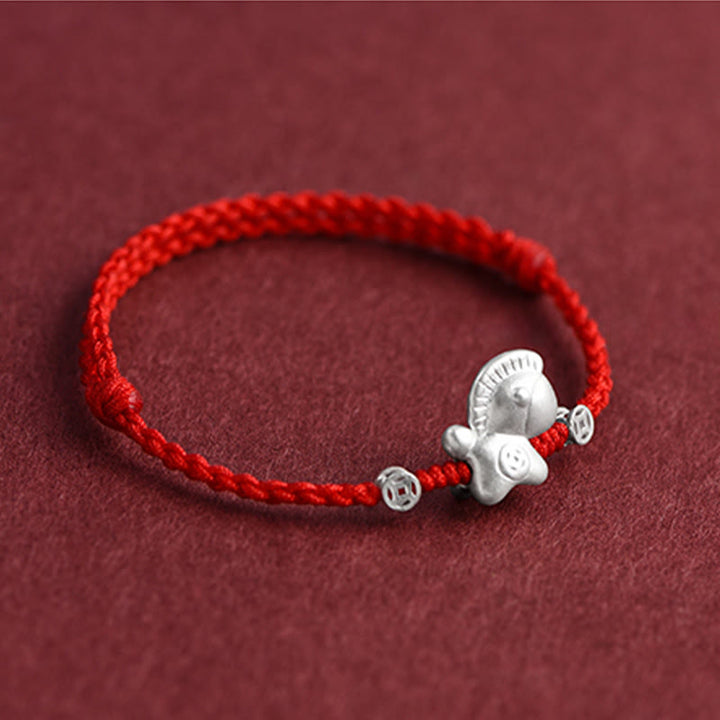 Bracelet de cheville tressé en argent sterling 999 avec Buddha Stones Année du Cheval et pièces de cuivre - image 11