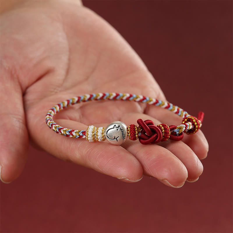 Bracelet porte-bonheur tressé en argent sterling 999 avec Buddha Stones Année du Cheval Dunhuang - image 4