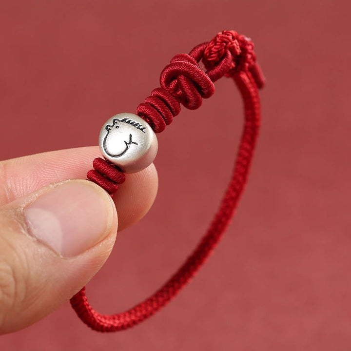 Bracelet tressé en argent sterling 999 avec cordon rouge et pierres de Buddha Stones Année du Cheval - image 3