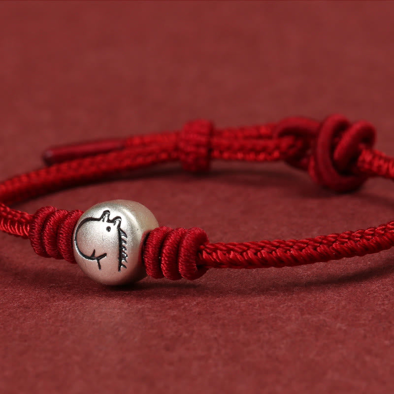 Bracelet tressé en argent sterling 999 avec cordon rouge et pierres de Buddha Stones Année du Cheval - image 10