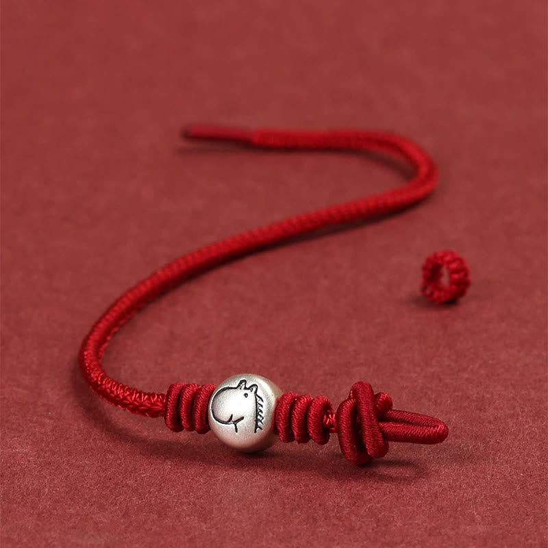 Bracelet tressé en argent sterling 999 avec cordon rouge et pierres de Buddha Stones Année du Cheval - image 4