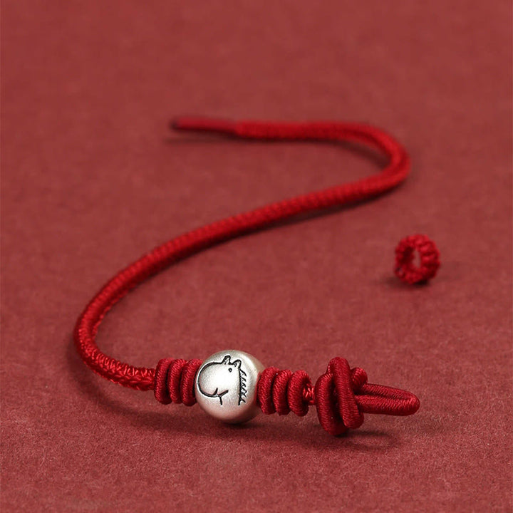 Bracelet tressé en argent sterling 999 avec cordon rouge et pierres de Buddha Stones Année du Cheval - image 4