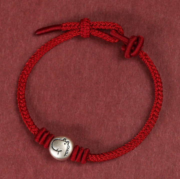 Bracelet tressé en argent sterling 999 avec cordon rouge et pierres de Buddha Stones Année du Cheval - image 2