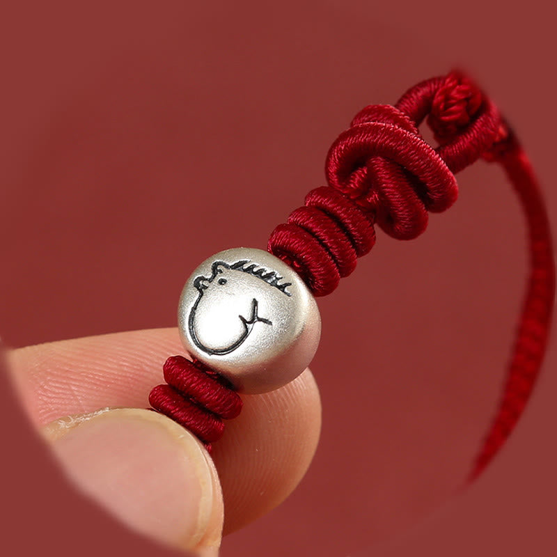 Bracelet tressé en argent sterling 999 avec cordon rouge et pierres de Buddha Stones Année du Cheval - image 11