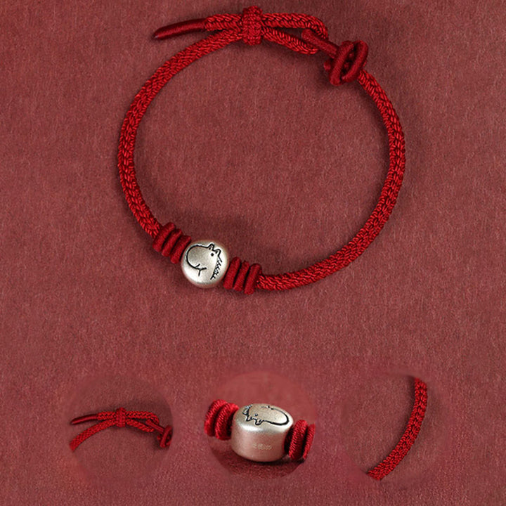 Bracelet tressé en argent sterling 999 avec cordon rouge et pierres de Buddha Stones Année du Cheval - image 13
