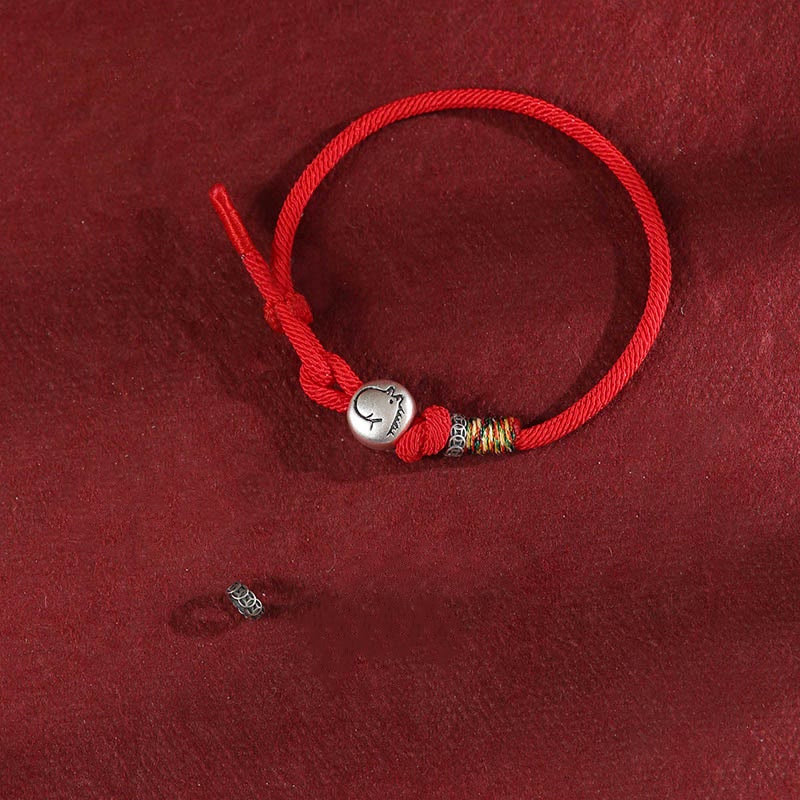 Bracelet de protection tressé en corde avec pièces de cuivre et argent sterling 999, Buddha Stones, Année du Cheval - image 3