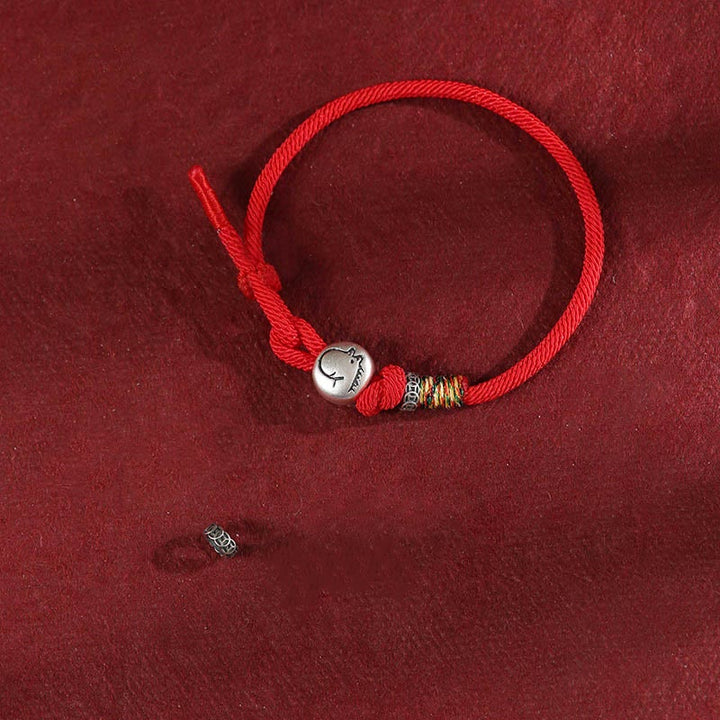 Bracelet de protection tressé en corde avec pièces de cuivre et argent sterling 999, Buddha Stones, Année du Cheval - image 3