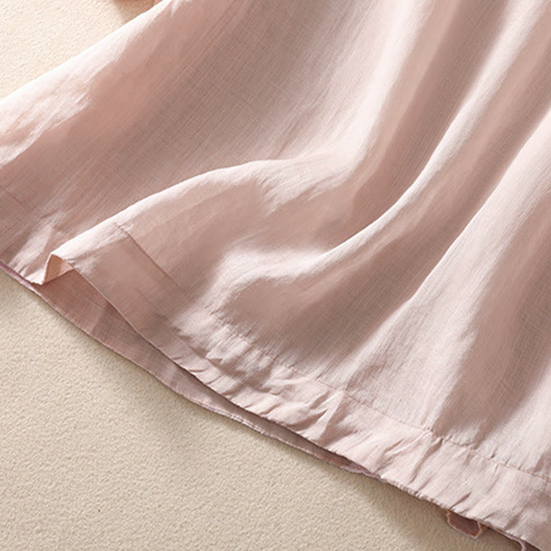 Chemise décontractée à manches bouffantes et boutons floraux brodés Buddha Stones pour femme - image 15