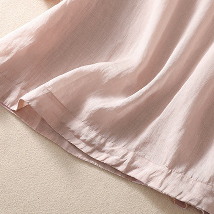 Chemise décontractée à manches bouffantes et boutons floraux brodés Buddha Stones pour femme - image 15