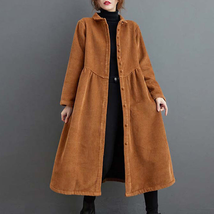 Manteau en Buddha Stones côtelé de coton à manches longues et poches pour femme, uni, avec boutons et doublure polaire - Pérou - US8-10，UK/AU12-14，EU40-42 (2XL) - image 16