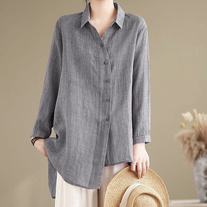 Chemise en coton à manches longues pour femme, motif irrégulier de Buddha Stones , boutons - image 3