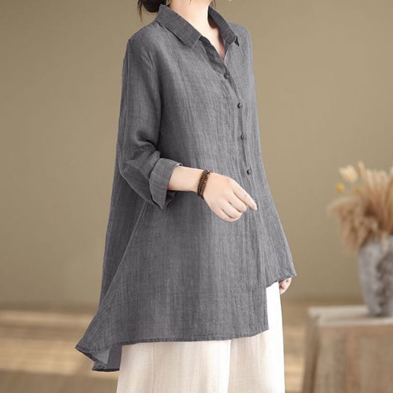 Chemise en coton à manches longues pour femme, motif irrégulier de Buddha Stones , boutons - image 1