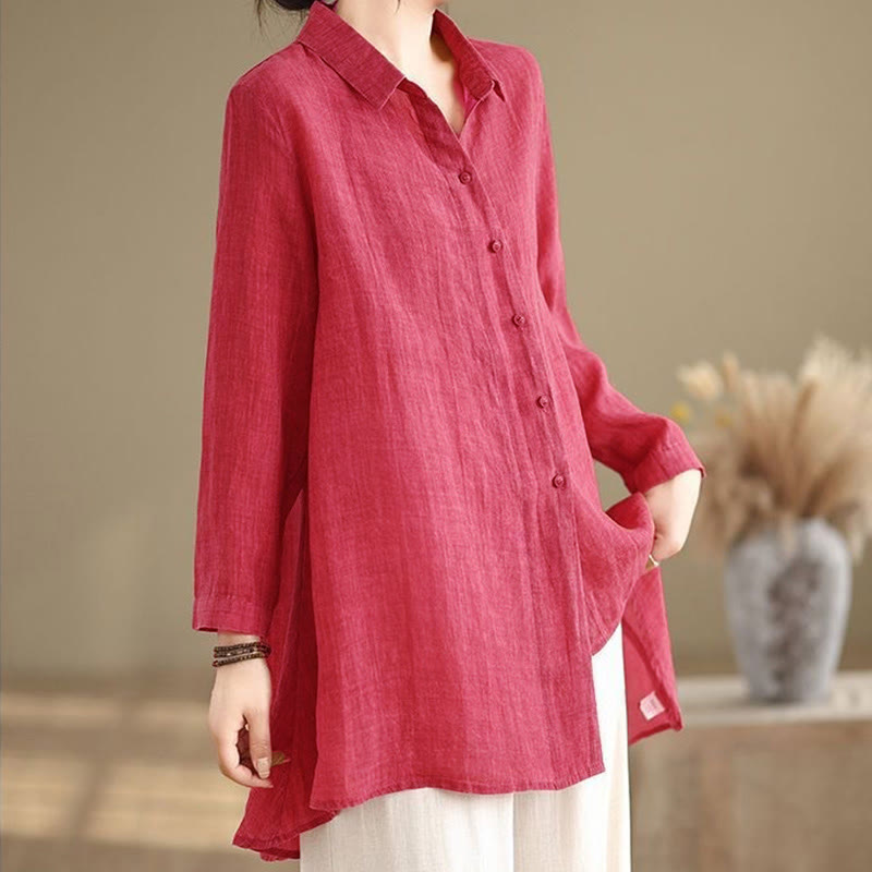 Chemise en coton à manches longues pour femme, motif irrégulier de Buddha Stones , boutons - image 9