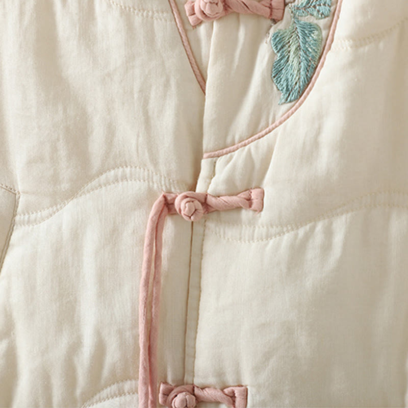 Veste matelassée en coton à manches longues et poches pour femme, brodée de Buddha Stones - image 10