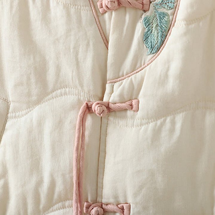 Veste matelassée en coton à manches longues et poches pour femme, brodée de Buddha Stones - image 10