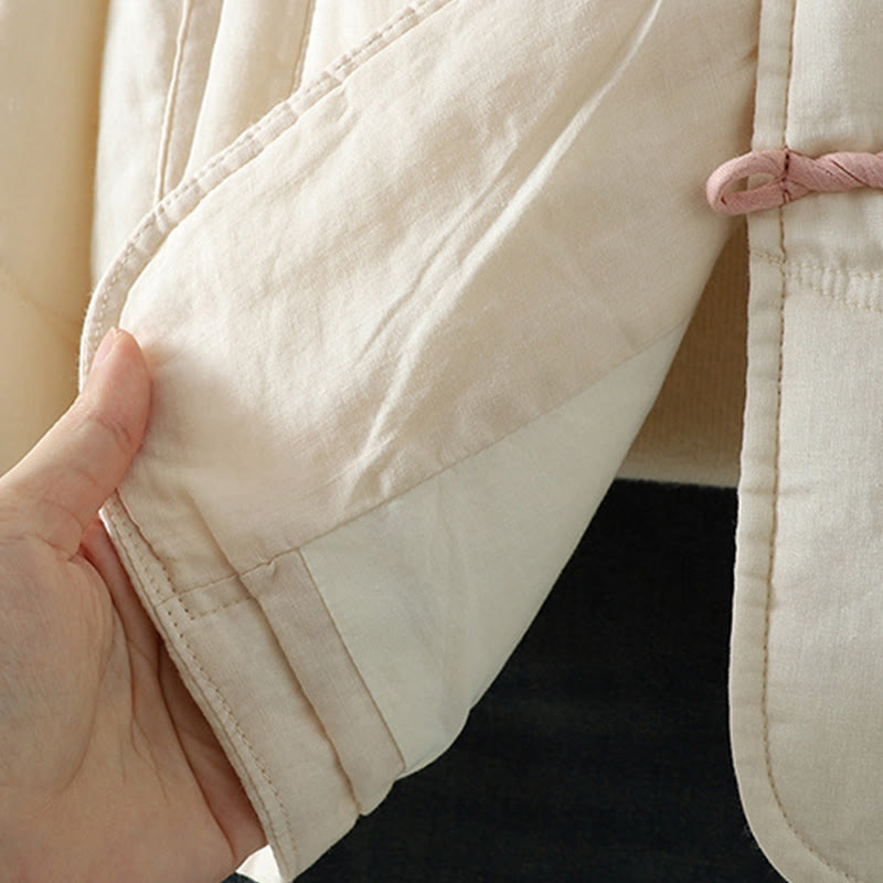 Veste matelassée en coton à manches longues et poches pour femme, brodée de Buddha Stones - image 9