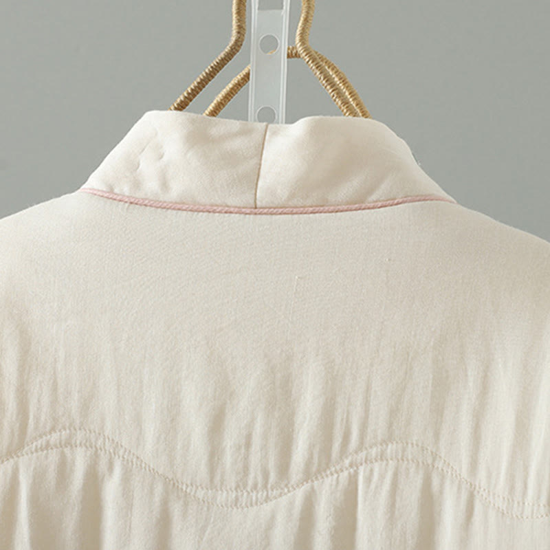 Veste matelassée en coton à manches longues et poches pour femme, brodée de Buddha Stones - image 4