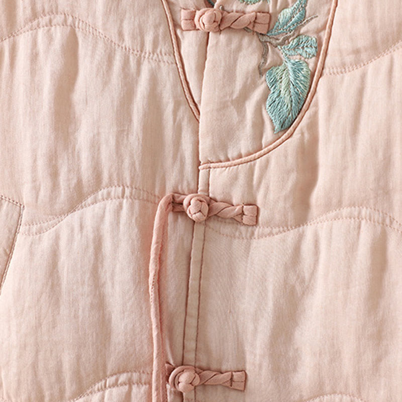 Veste matelassée en coton à manches longues et poches pour femme, brodée de Buddha Stones - image 15
