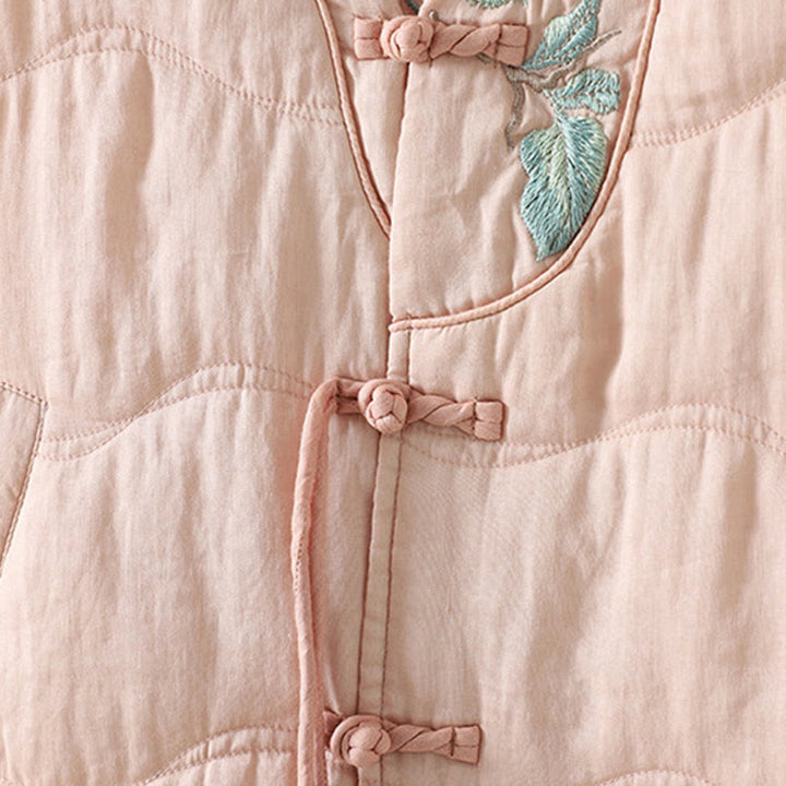 Veste matelassée en coton à manches longues et poches pour femme, brodée de Buddha Stones - image 15
