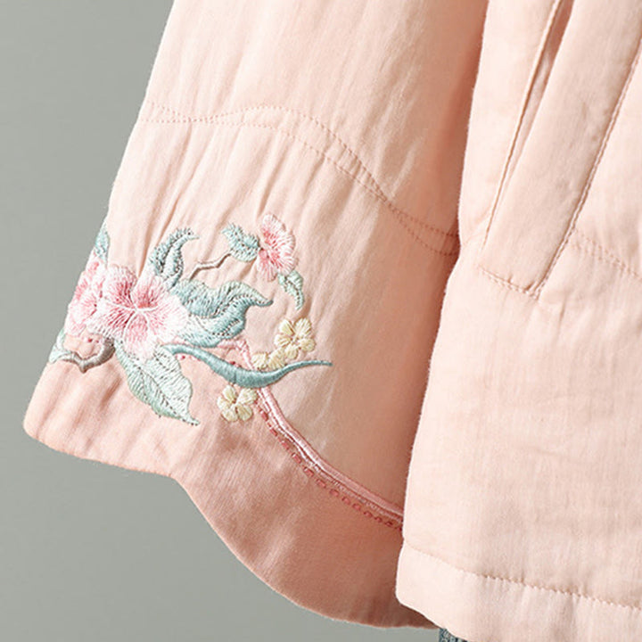 Veste matelassée en coton à manches longues et poches pour femme, brodée de Buddha Stones - image 17