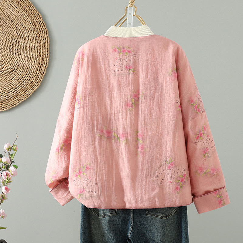 Veste matelassée en coton à manches longues et poches pour femme, imprimée Buddha Stones - image 1