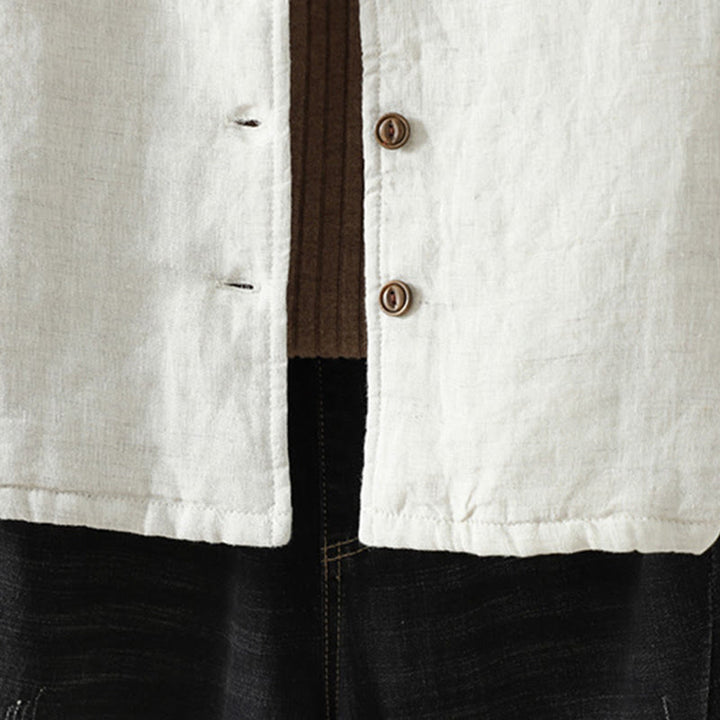 Veste décontractée en coton à manches longues et poches pour femme avec boutons Buddha Stones - image 9