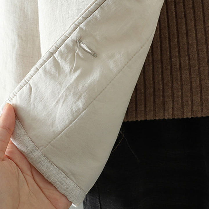 Veste décontractée en coton à manches longues et poches pour femme avec boutons Buddha Stones - image 5