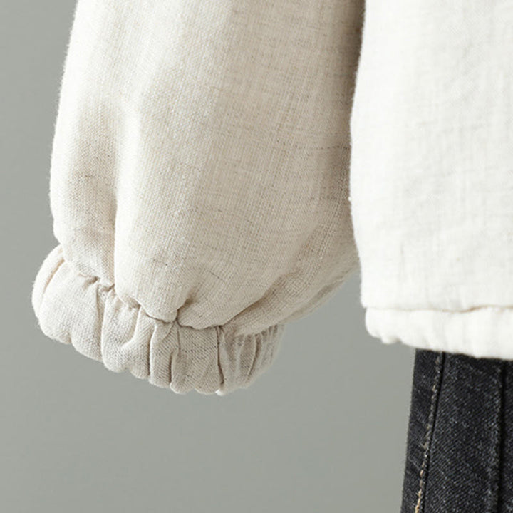 Veste décontractée en coton à manches longues et poches pour femme avec boutons Buddha Stones - image 6