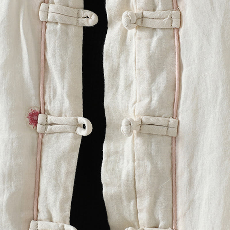 Veste matelassée en coton à manches longues et poches pour femme, broderie de fleurs et Buddha Stones - image 8