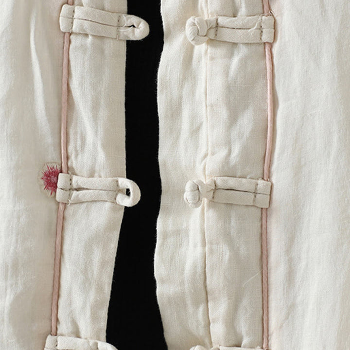 Veste matelassée en coton à manches longues et poches pour femme, broderie de fleurs et Buddha Stones - image 8