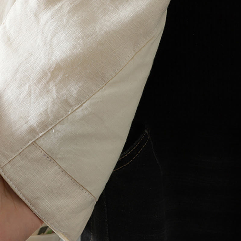 Veste matelassée en coton à manches longues et poches pour femme, broderie de fleurs et Buddha Stones - image 6