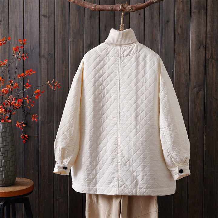 Veste décontractée en coton à manches longues et poches pour femme, couleur unie, motif Buddha Stones - image 3