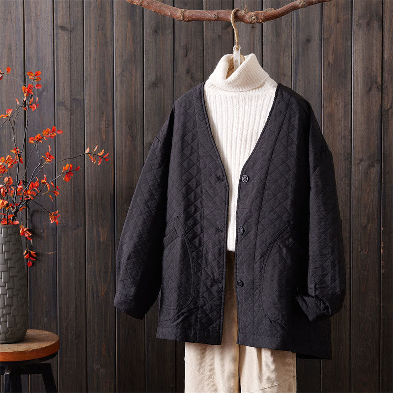 Veste décontractée en coton à manches longues et poches pour femme, couleur unie, motif Buddha Stones - Noir - US12，UK/AU16，EU44 (2XL) - image 11