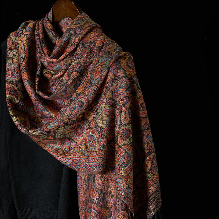 Écharpe douce à pompons avec motif de fleurs de cajou violettes de printemps et Buddha Stones - Violet pâle Rouge - 184*70cm - image 0