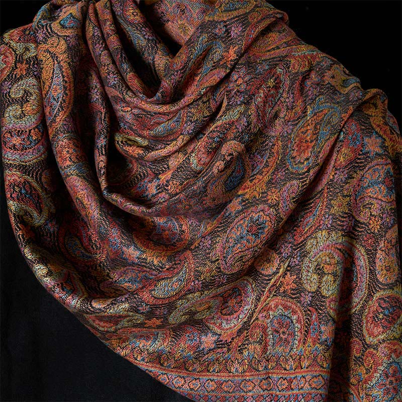 Écharpe douce à pompons avec motif de fleurs de cajou violettes de printemps et Buddha Stones - image 4