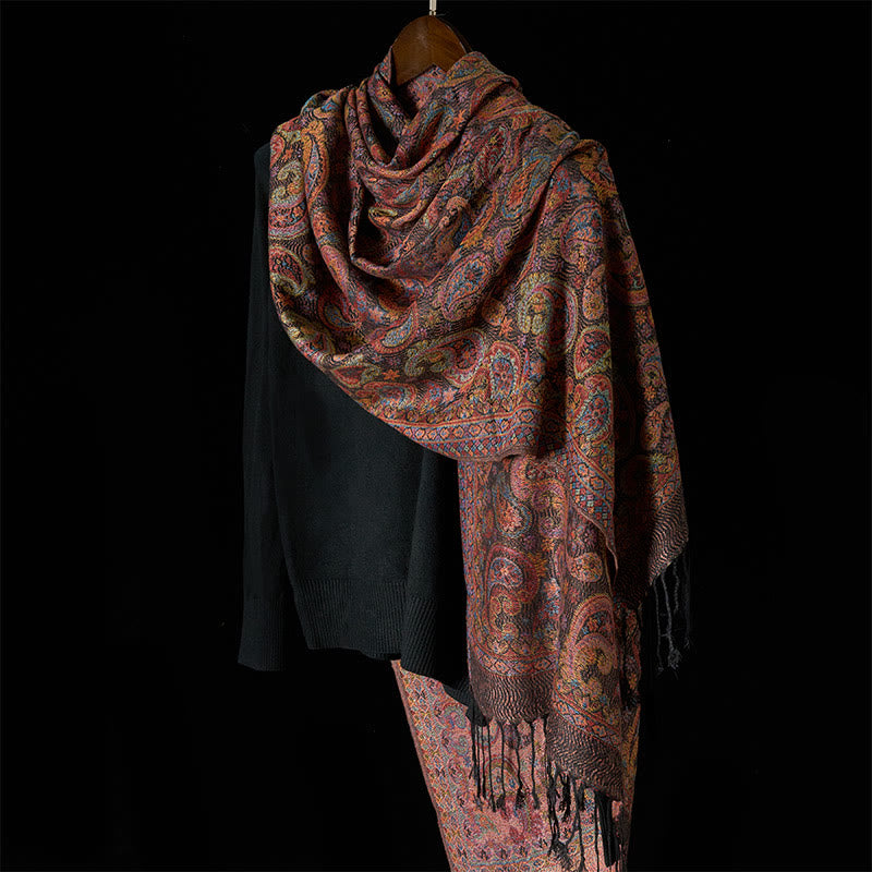 Écharpe douce à pompons avec motif de fleurs de cajou violettes de printemps et Buddha Stones - image 2