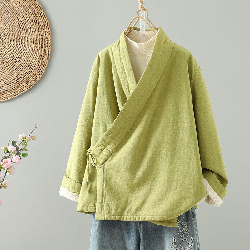 Veste en coton à manches longues pour femme avec cordon de serrage et Buddha Stones , méditation zen - JauneVert - US8-10，UK/AU12-14，EU40-42 (2XL) - image 0