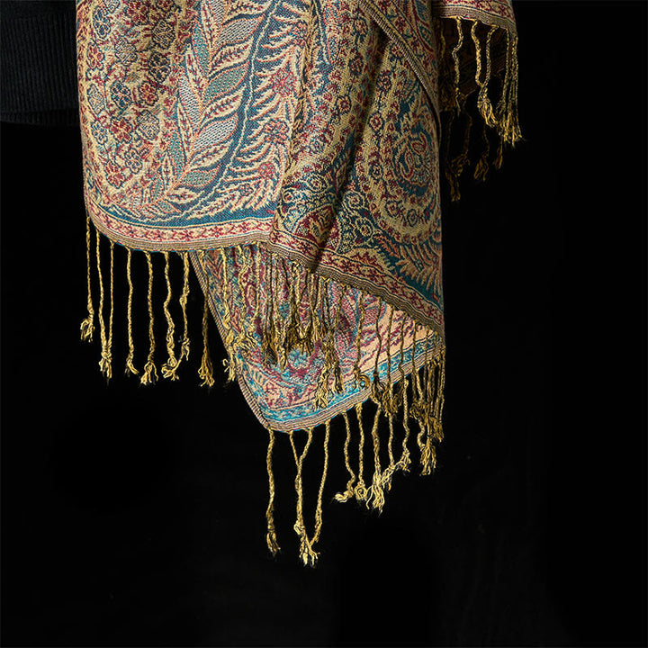 Écharpe douce à pompons avec motifs de fleurs et de longues feuilles de Buddha Stones - image 11