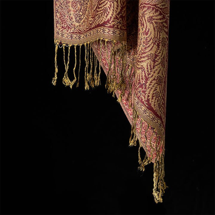 Écharpe douce à pompons avec motifs de fleurs et de longues feuilles de Buddha Stones - image 17