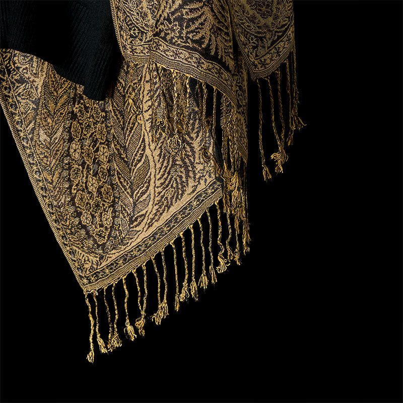 Écharpe douce à pompons avec motifs de fleurs et de longues feuilles de Buddha Stones - image 10