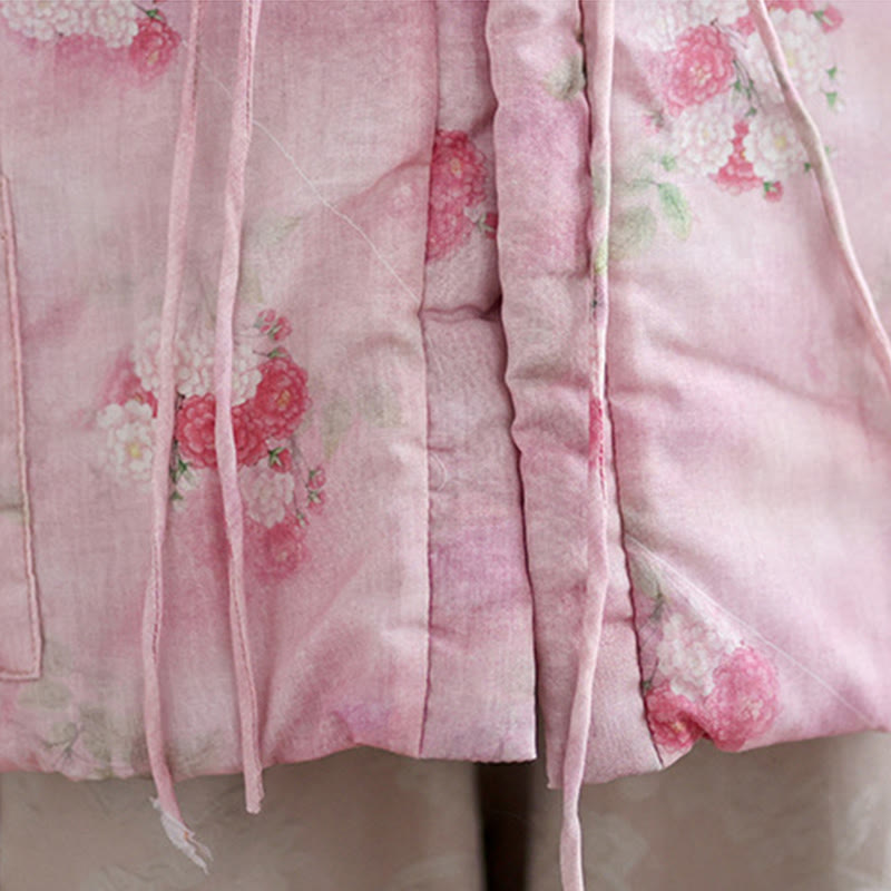 Veste matelassée en coton à manches longues et poches pour femme, motif fleurs et Buddha Stones - image 9