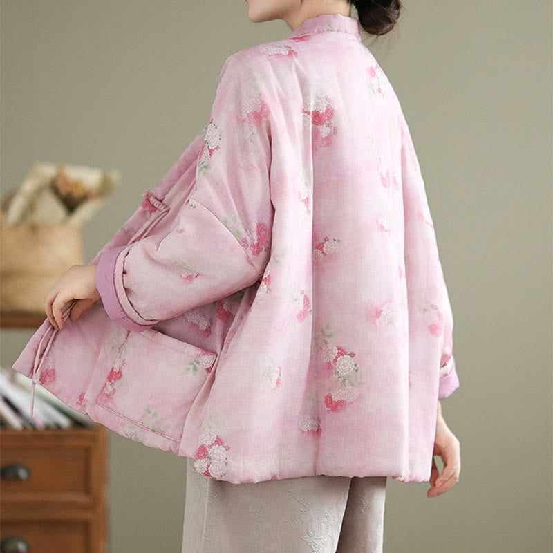 Veste matelassée en coton à manches longues et poches pour femme, motif fleurs et Buddha Stones - image 5