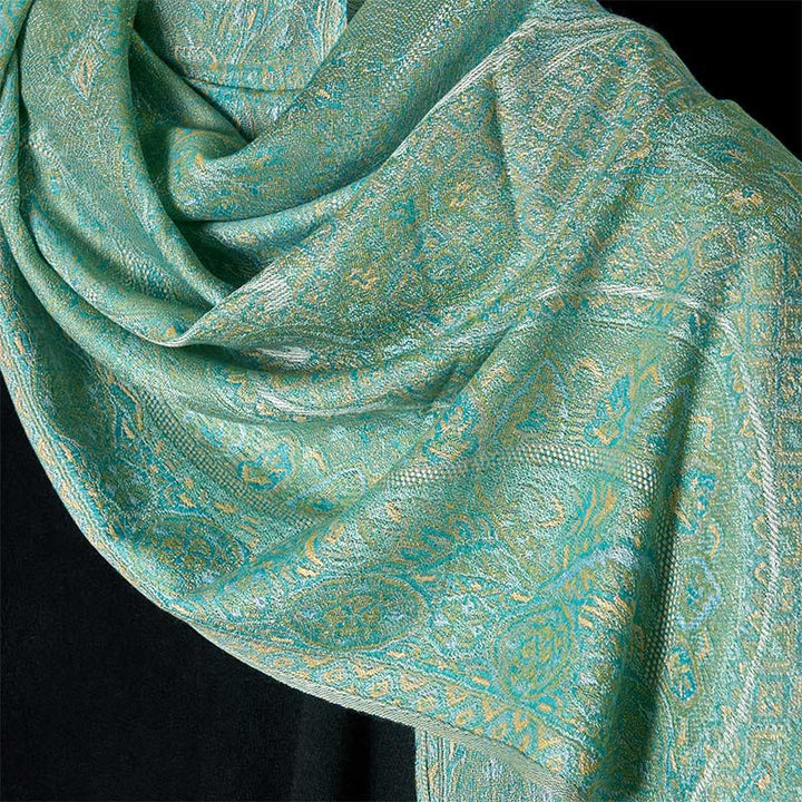 Buddha Stones à pompons et motif géométrique jacquard en forme de fleur de cajou verte printanière - image 3