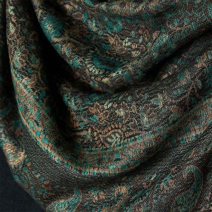 Écharpe-châle douillette à pompons, motif floral de noix de cajou vert printemps, rayures géométriques et Buddha Stones - image 4
