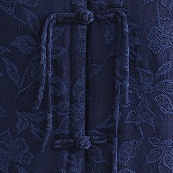 Gilet sans manches en coton avec poches et motif jacquard de Buddha Stones pour femme, boutons grenouille - image 7