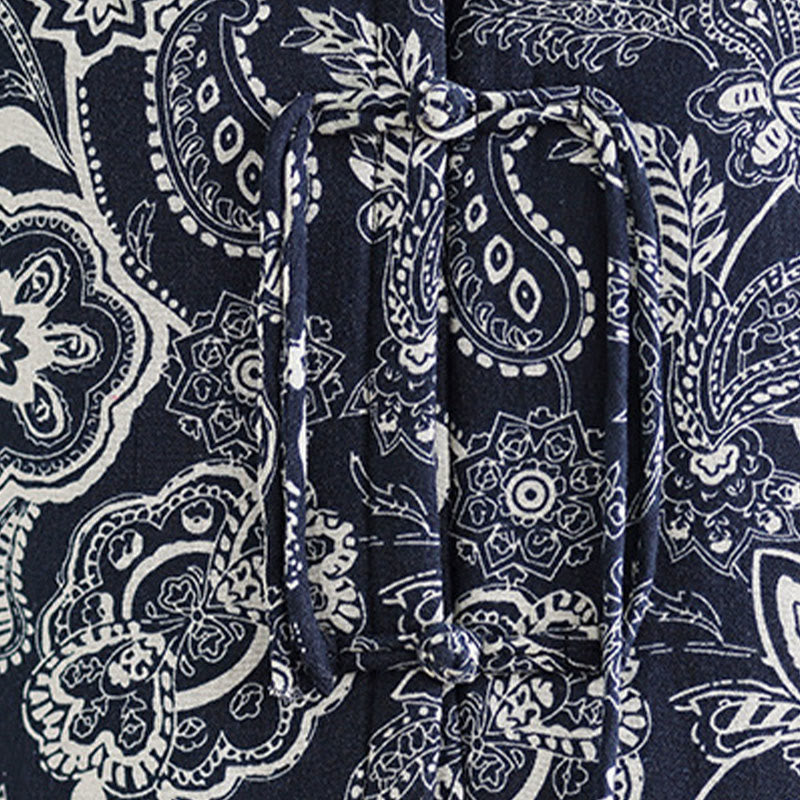 Gilet sans manches en coton avec poches pour femme, motif végétal Buddha Stones, boutons grenouille - image 8