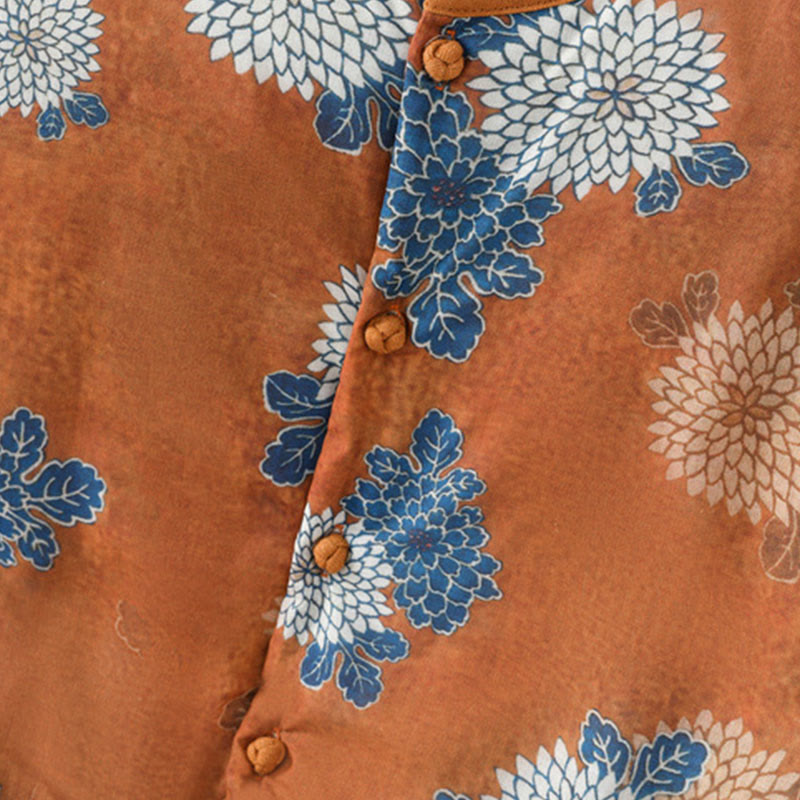 Gilet sans manches en coton avec poches pour femme, imprimé floral, boutons et Buddha Stones - image 7