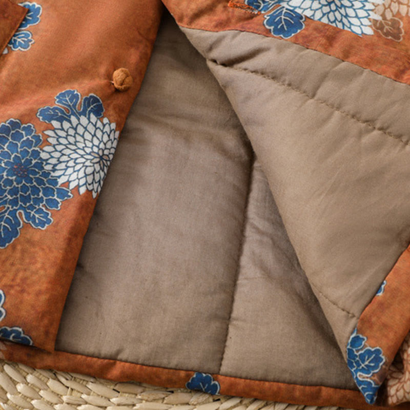 Gilet sans manches en coton avec poches pour femme, imprimé floral, boutons et Buddha Stones - image 5