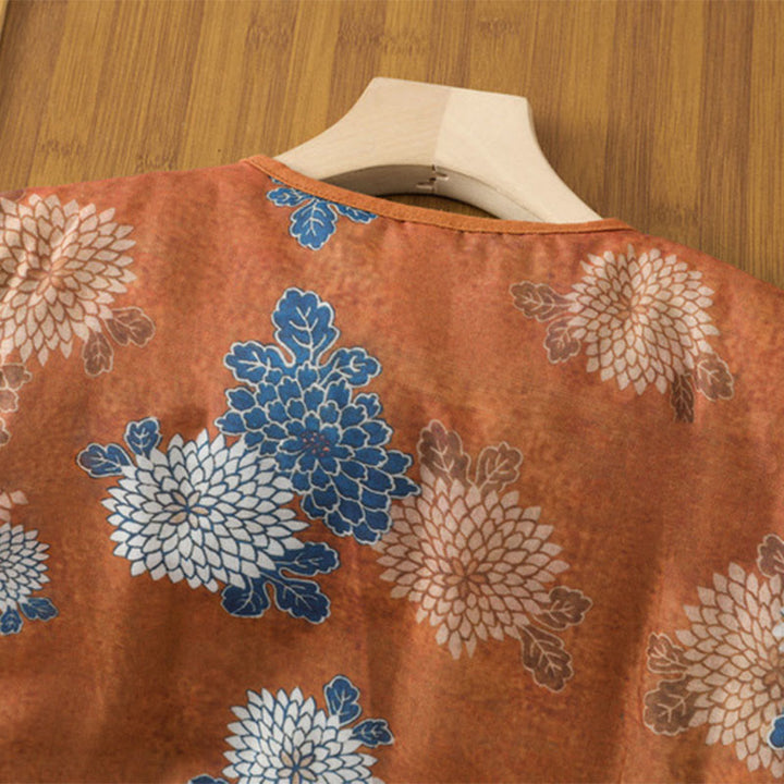 Gilet sans manches en coton avec poches pour femme, imprimé floral, boutons et Buddha Stones - image 3